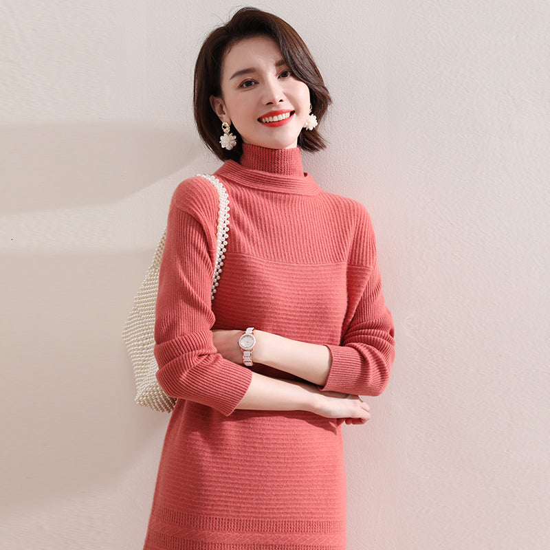 2021 Positive and Negative Knitting Es Thick Warm Women 100% Pure Goat Cashmere Knitted Winter Turtleneck 4colors Ypc4