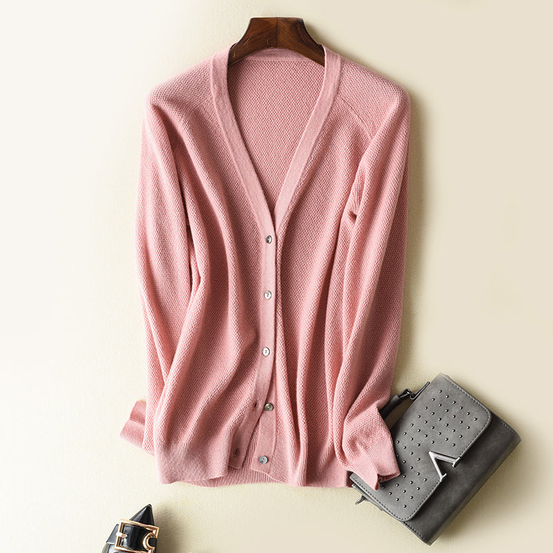 2021 Women Cardigans 100% Pure Cashmere Knitwear Female Jumpers Long Vneck Knitting Jackets Woman Sweater Ladies Clothes Girls Tops Luuo