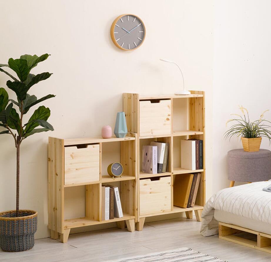 Children&#039;s solid wood bookshelf Bedroom Furniture household combined lattice storage cabinets Floor shelf TV cabinet in living room