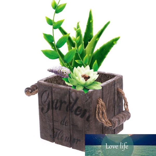 Garden Plant Pot Vintage Wooden Flower Pot Basket Fleshy Succulent Planter Box Rectangle Gardening Table Flower Pot