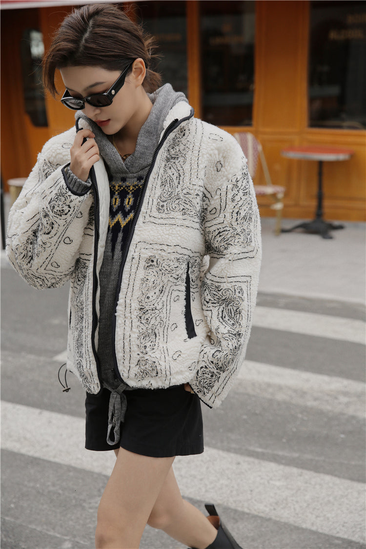 2021 New Winter Shearling Women Fuax Fur Coat Beige Thick Coats Fleece Jacket Zipper Up Designer Outerwear F118