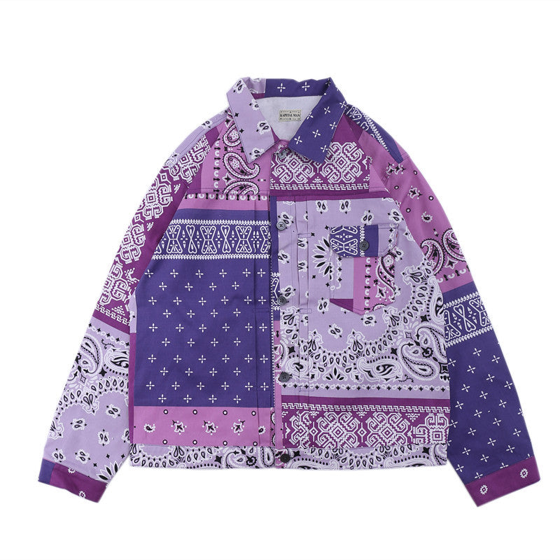 2021 New Ss Cashew Flower Printing Denim Jacket Men Women 1:1 Best-quality Button Coat Cargo Outerwear Windbreaker Fashion Sl6s