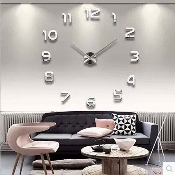 3d Luminous Real Big Wall Clock Rushed Mirror Sticker Diy Living Room Home Decor Fashion Watches Quartz Large 210309