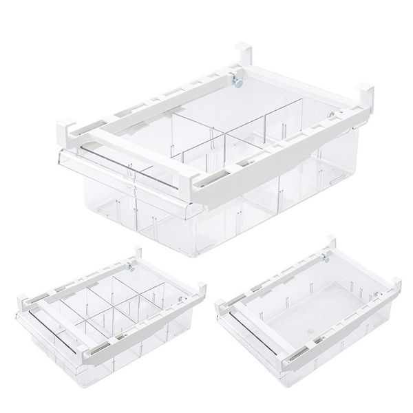 1-4-8 Compartment Refrigerator Drawer Organizer Bin Transparent Fridge Storage Bin Containers for Pantry Freezer Snack Container 210309