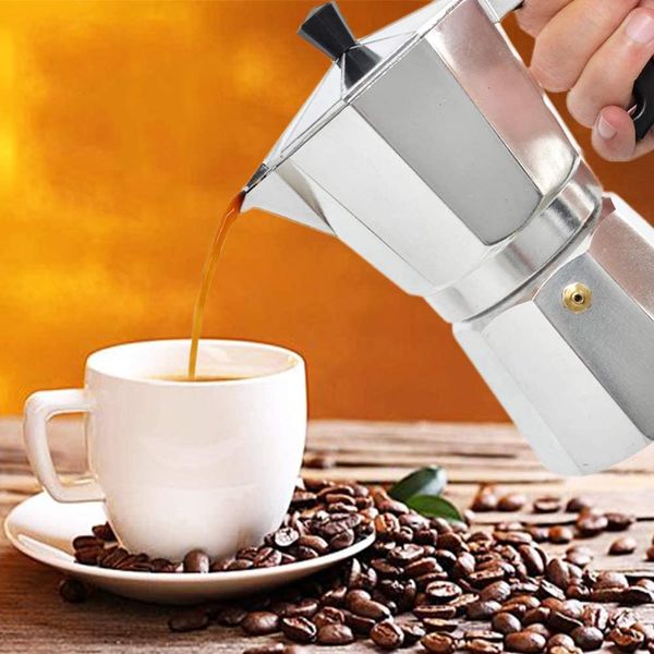 Coffee Maker Aluminum Mocha Espresso Percolator Pot Coffee Maker Moka Pot 1cup-2cup-3cup-6cup-9cup Stovetop Coffee Maker 210309