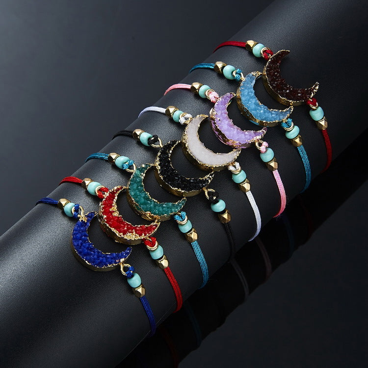 Hot Selling Hand Woven Bracelets strands Make A Wish Natural Stone Adjustable Woven Paper Card braided Bracelet Wholesale