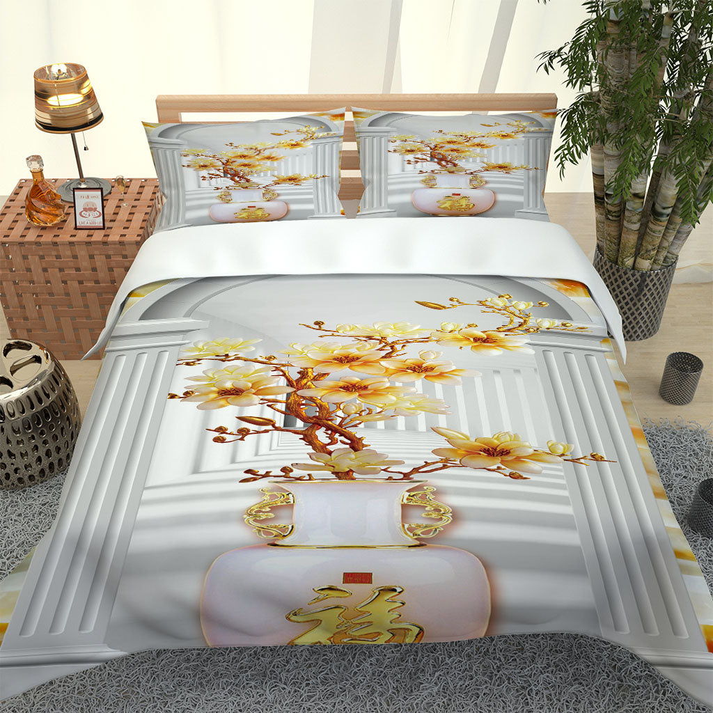 Twin Full Queen Duvet Cover King Size Magnolia flower bedding set Single Double Queen King Bed Linen with Pillowcase Quilt Covers