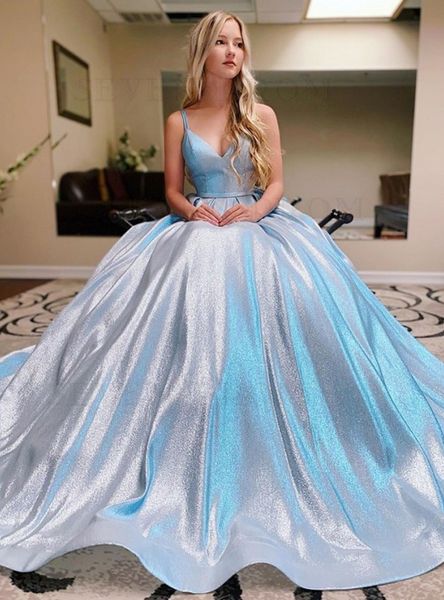 Modest Light Blue Glitter Evening Dresses Long Evening Party Dress For Cross Backless Formal Dress Evening Party Wear robe de soiree