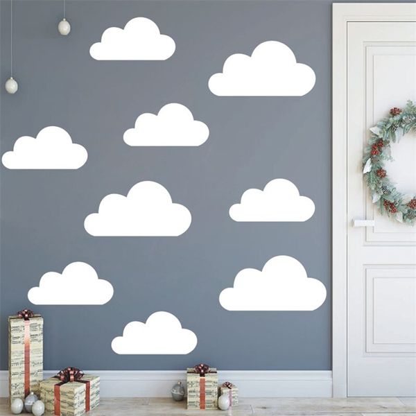 9pcs-set Large Size Vinyl Decals Kids Baby Room Decoration Removable Clouds Wall Sticker Cloudy Murals Art AZ773 210310