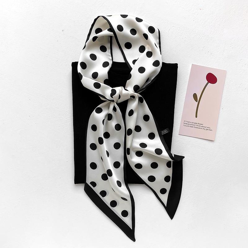 Scarves 2021 Women Small Satin Silk Scarf Square Print Wrap Foulard Femme Handkerchief Bandana Neck Hair Skinny Tie Shawls
