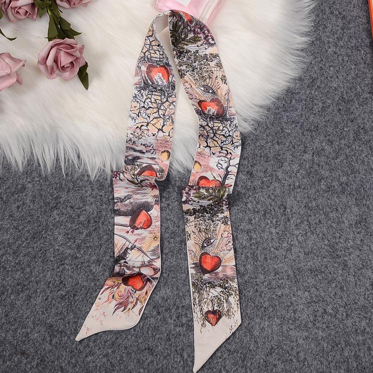 Scarves 2021 Brutal Journey Of The Heart Brand Skinny Scarf Women Bag Silk For Ladies Foulard Wrist Towel Neckerchief