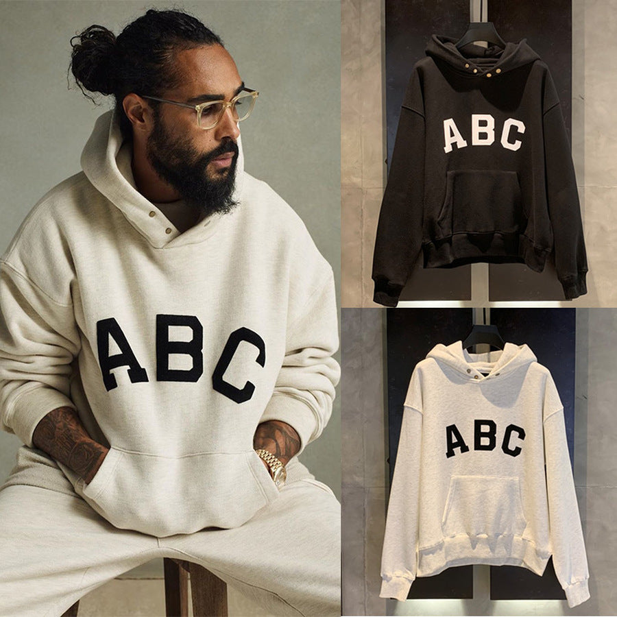 2021 New Fog Essentials Hoodie Men Women Flocking Letters Abc Hooded Loose Pullover Japanese Streetwear 7mcj