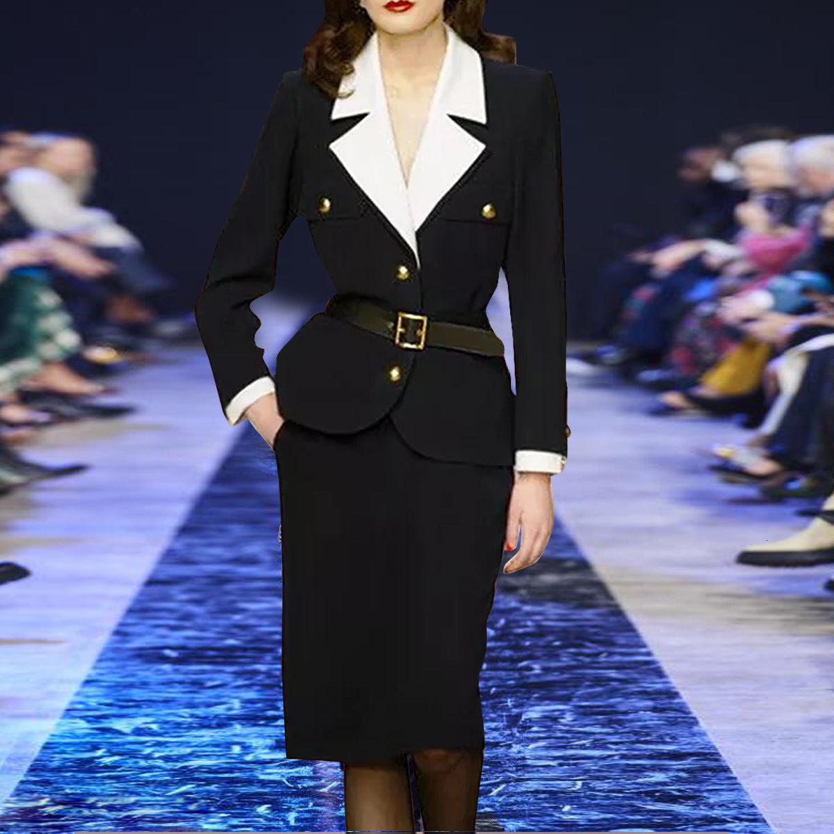 2021 New Autumn Elegant Ladies Office Women Fashion Black Turn-down Collar Long Sleeve Slim Blazer+mini Skirt Two Piece Set I8rj