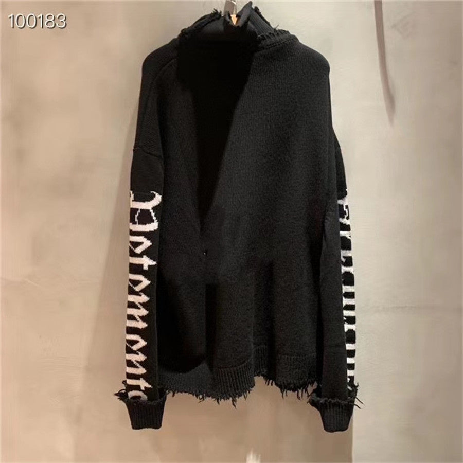 2021 New Gothic Hoodie 20fw Men Women Sleeves Woven White Letter Mark Vetements Turtleneck 1:1 Vtm Sweatshirts Lj17