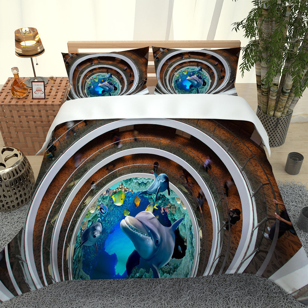 Custom blue ocean bedding set Duvet Cover Set Single Double Queen King Bed Linen with Pillowcase Quilt Covers 3d bedding set