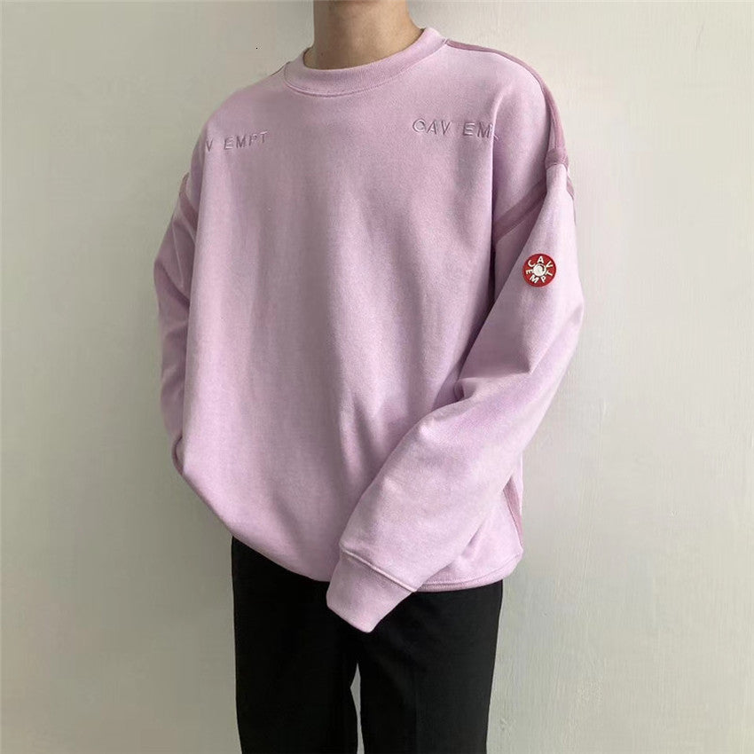 2021 New Pink Patch Cavempt C.e Disappearance Crew Neck Sweatshirts Men Women 1:1 Washed Old Crewneck Pullover Vintage Hoodie Lkzk