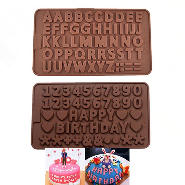 New Dining Cake decorating tools silicone chocolate mold letter and number fondant molds cookies bakeware tools CPA3406