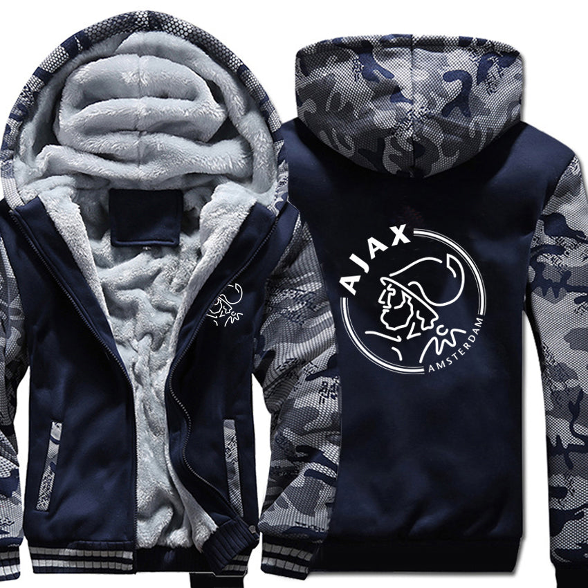 Youth Thickening Hoodies 2021 Winter Camouflage Sleeve Jacket Men Fleece Ajax Sweatshirts Coat P1m5