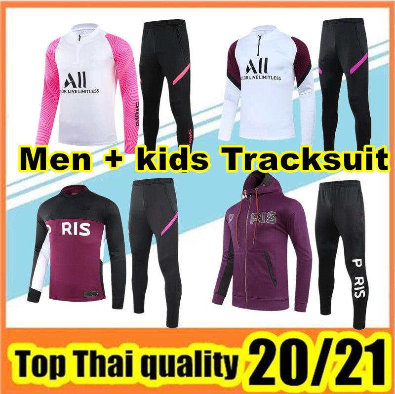 2020 2021 Men Soccer Training Suit MBAPPE Long Sleeved Sweatshirt 20-21 DI MARIA VERRATT ENFANTS Football Jogging Jacket Tracksuit