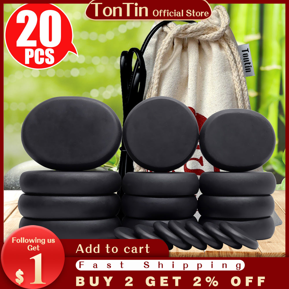 Tontin Hot Stone Massage Set Heater Relieve Stress SPA Solan Health Care Lava Basalt round massage tool Stones CE RoSH
