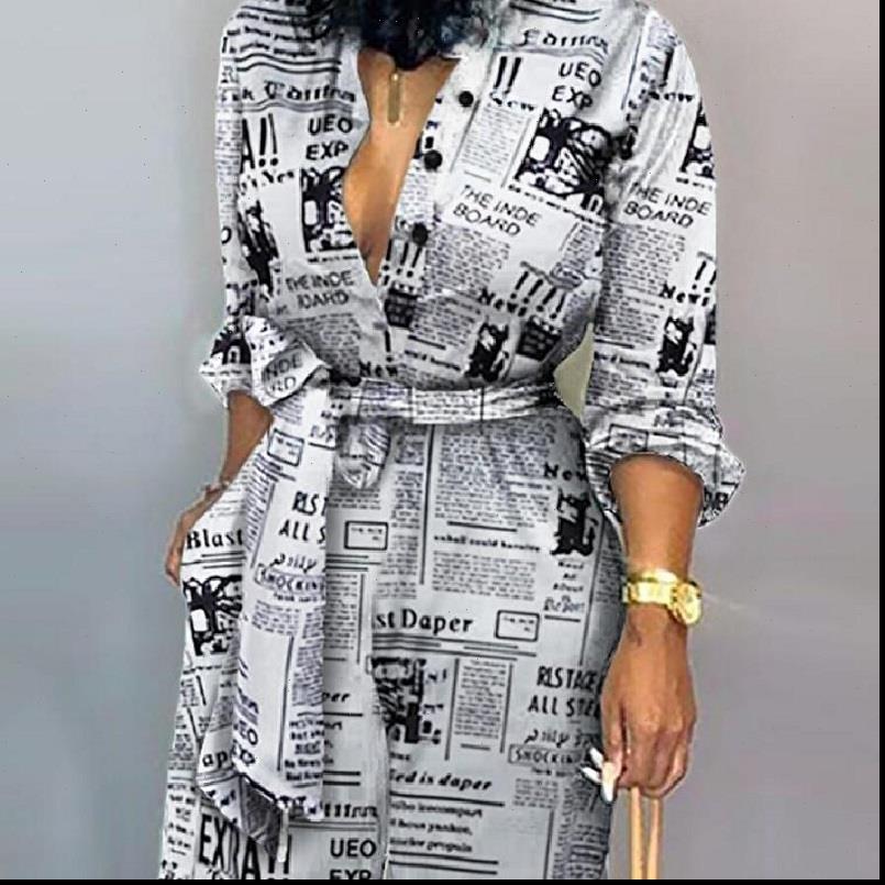 Office lady fashion newspaper print lace up jumpsuits full sleeve autumn rompers high waist wide leg pants temperament overall