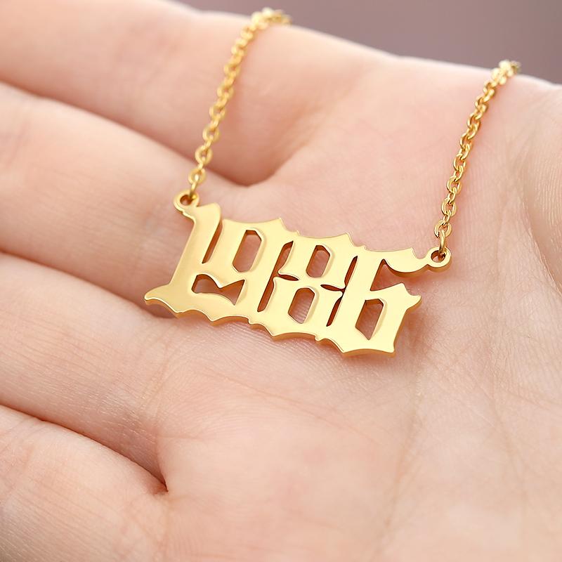 Chokers Gold Chain Year Number Necklaces & Pendants Necklace For Women Year1996 1997 1998 1999 Collar Mujer