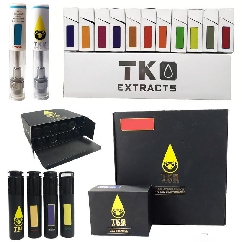 TKO Vape Pen Cartridges 0.8ml 1ml Ceramic Thick Oil Atomizer 510 Thread E Cigarette Cookies Carts Packaging