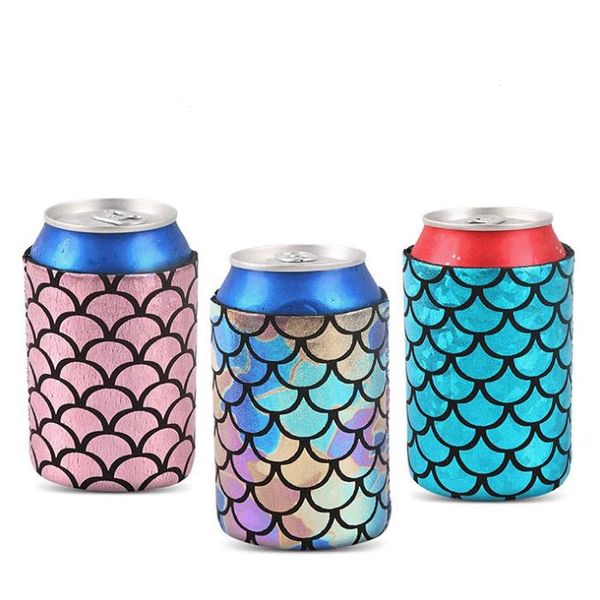 100pcs-lot Mermaid 330ml Neoprene Beer Coolies for 12oz Cans and Bottles Drink Coolers DIY Custom Wedding Party SN3849