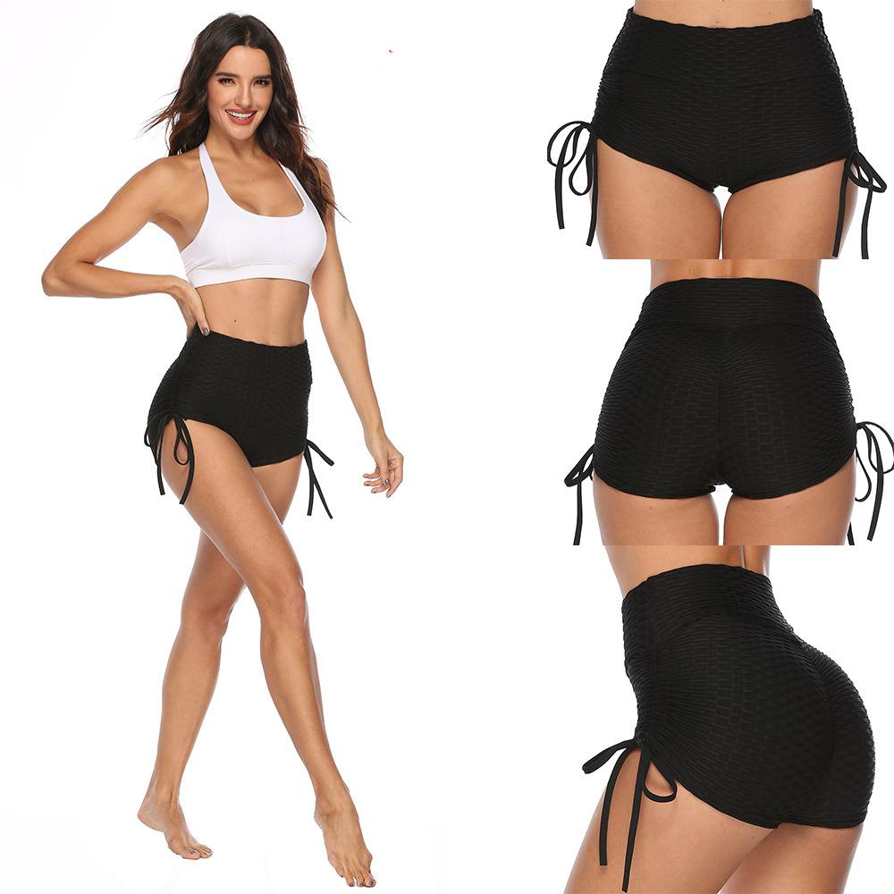 Yoga Shorts Ruched Gym Push up Running Elastic High Waist Butt Lifting Leggings Pants Fitness Overall Tights Workout 05