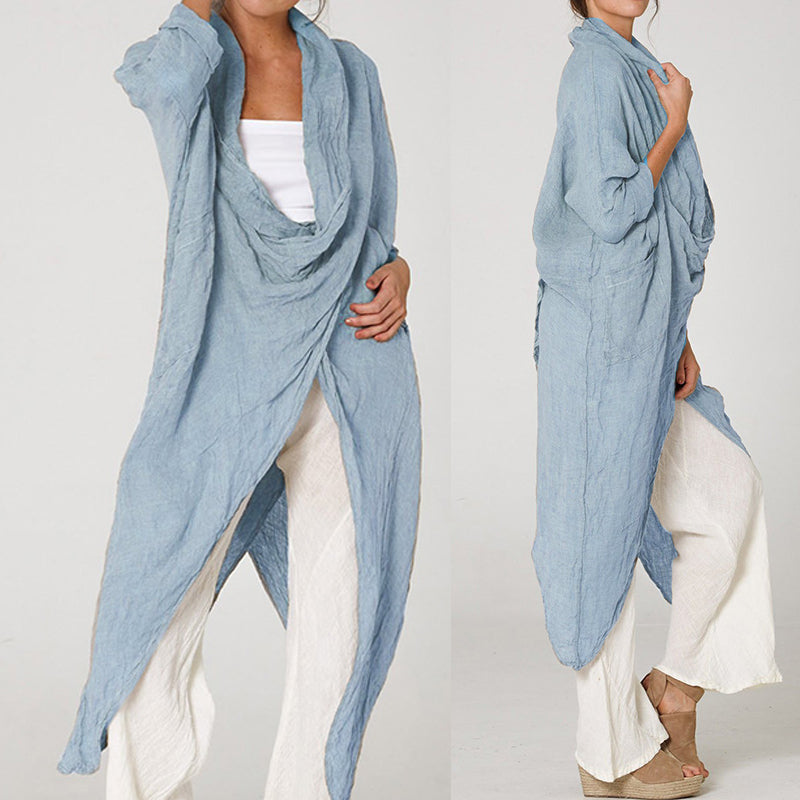 Plus Size Women Tops and Blouse 2021 Celmia Autumn Vintage Long Blouses Casual Cowl Neck Long Sleeve Asymmetric Party 5XL