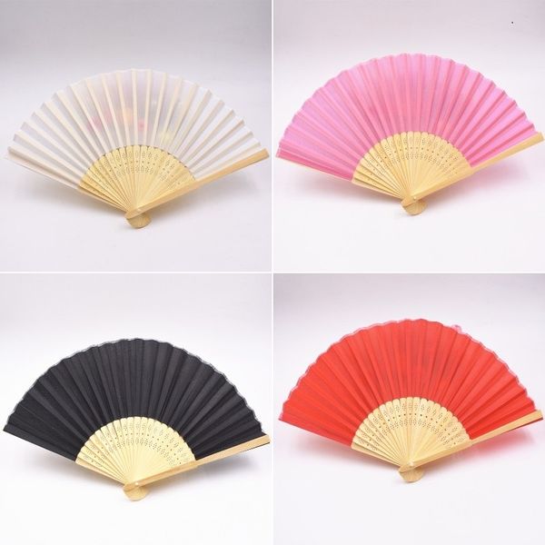 HOT Ancient fan Dance Wedding Party Fold Fan Solid Color Fans Gift Paper Box Package Novelty 12colors 500PCS T500493