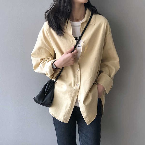 Spring Fashion Loose Casual Shirt Women&#039;s Oversized Blouses Female Tops Long Sleeve Turn-down Collar Shirts 210607
