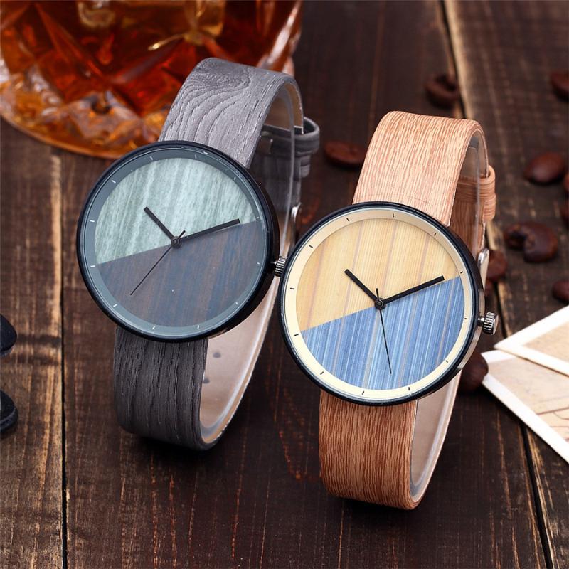 Wristwatches 2021VANSVAR Wood Grain Women Watches Fashion Color Simple Ladies Watch Leather Belt Quartz Wristwatch Zegarek Damsk