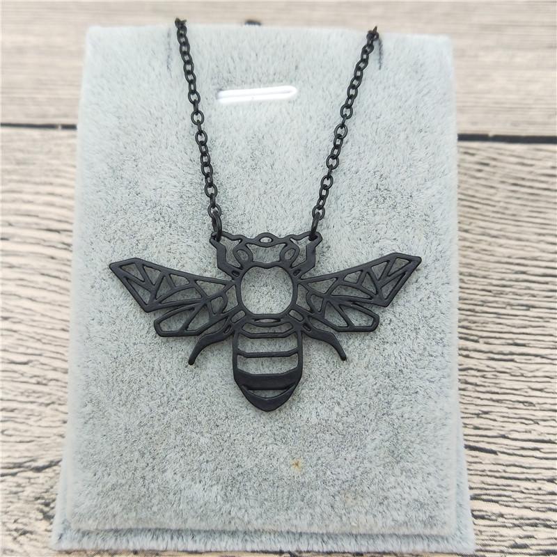 Pendant Necklaces Origami Bee Necklace Trendy Style Women Fashion Insect Jewellery Geometric