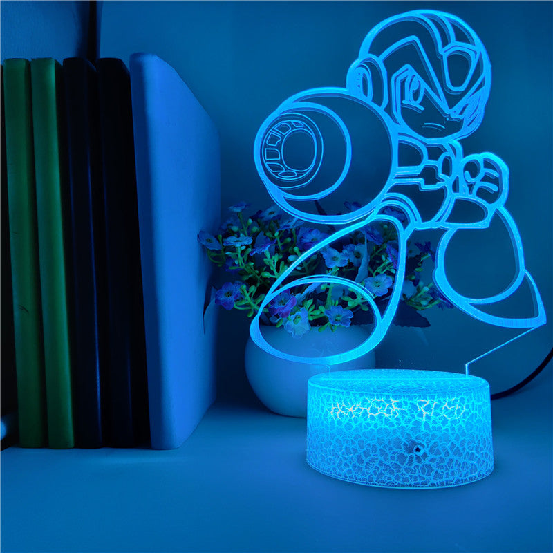 RGB Color Night Light LED Mega Man Figure 3D Desk Lamp Anime Nightlight APP Control Club Gaming Room Decoration Teenagers Gift