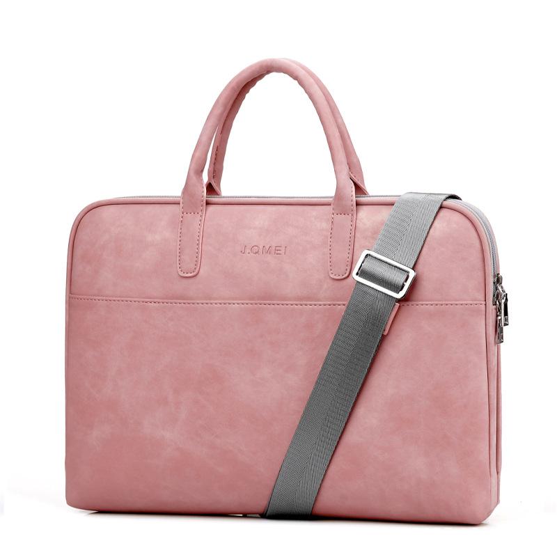 School Bags Fashion PU Leather Laptop For Women 14 15 15.6 17.3 Inch Macbook Air 13 Casual Portable Waterproof Notebook Bag