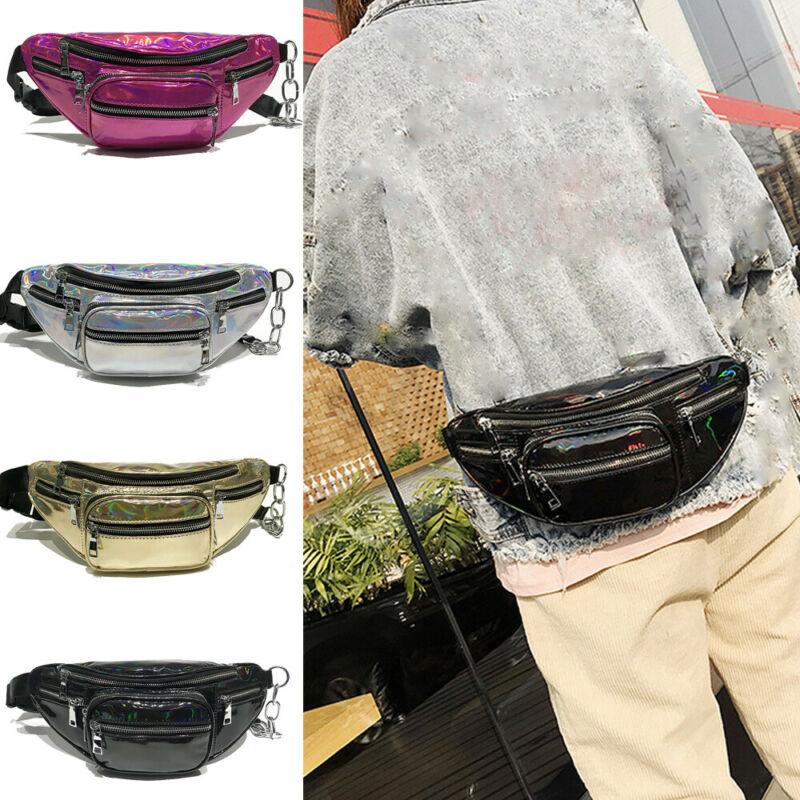 Waist Bags 1pc Women Fanny Shiny Glitter Leather Pouch Belt Shoulder Pack Purse Wallet