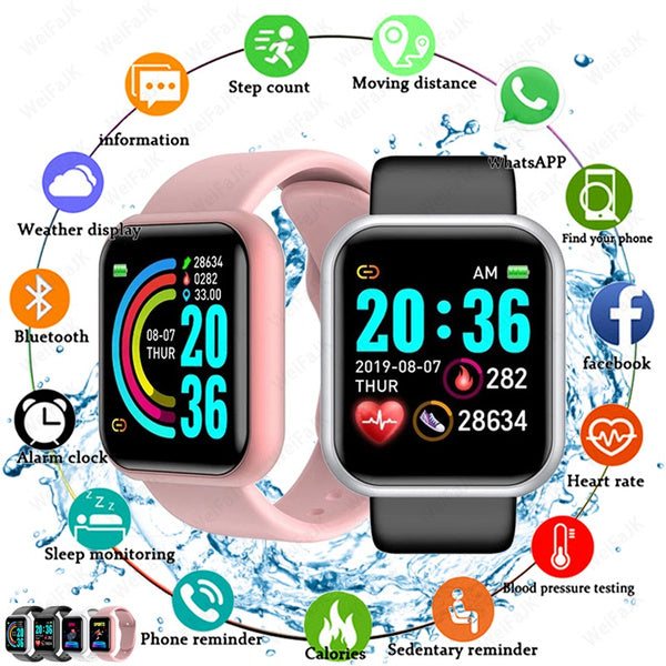 2021 Y68 D20 SmartWatch Fitness Blood Pressure Heart Rate Monitor Pedometer Cardio Bracelet Men Women Smart Watch for IOS Android pk T500 U8 DZ09 CZ