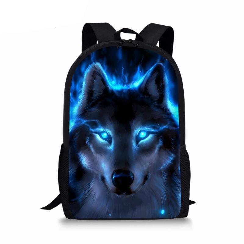 School Bags 3D Wolf Print Schoolbags For Boys Girls Cool Primary Student Bookbags Kids Bag Backpack Mochila Infanti