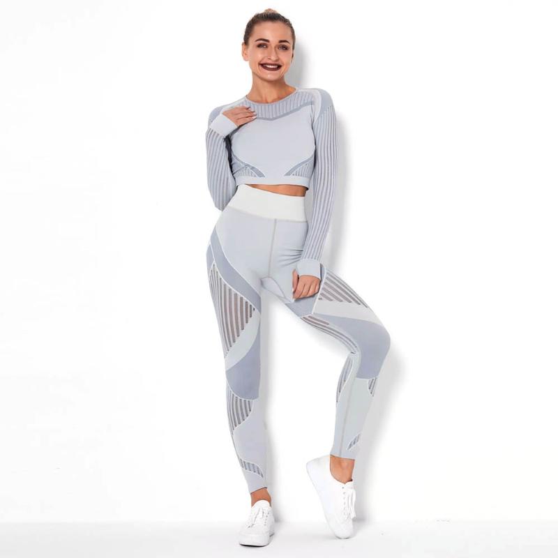 Yoga Outfit 2PCS Women Seamless Suit Workout Sportswear Gym Clothes Jogging Fitness Sports Set Athletic Wear High Waist Leggings