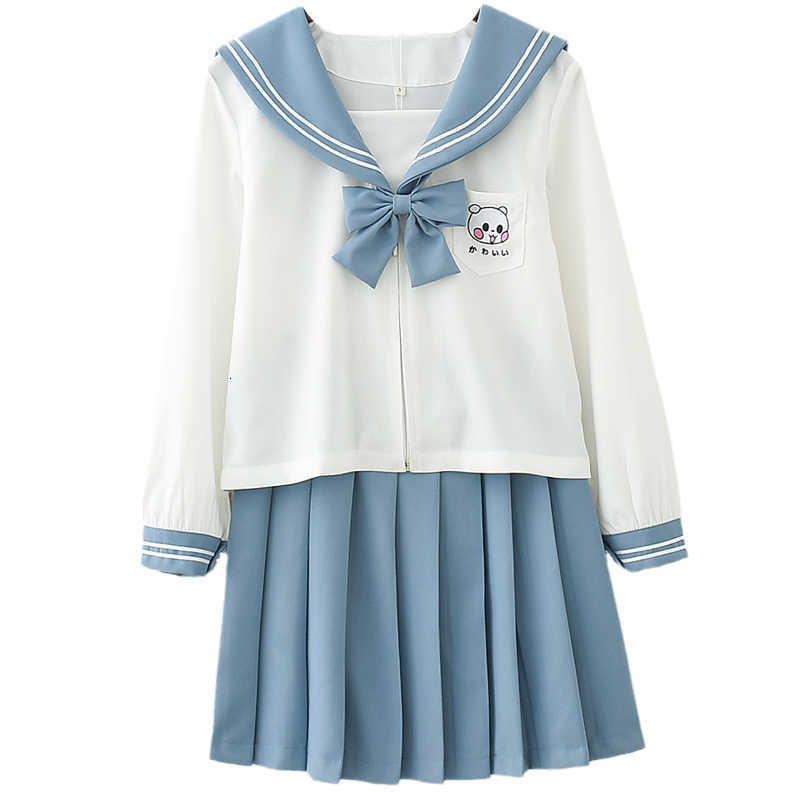 Party Dresses Japanese Kawaii Pleated Shirt Dress Sets Teen Soft Girls Cute Lolita Jk School Uniform Long Sleeve Sailor Anime Cosp