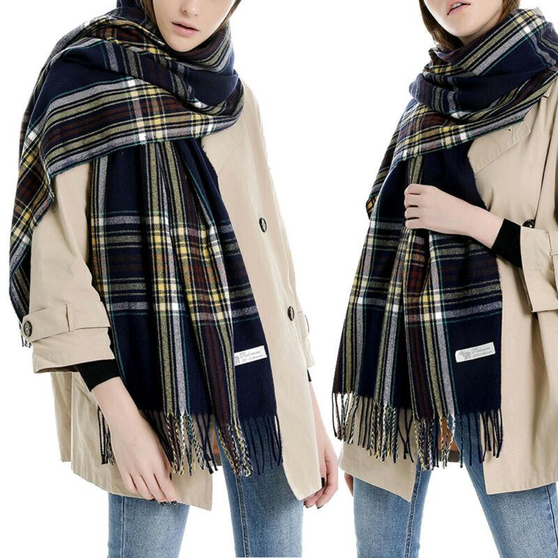 Scarves 2021 Est Women Pashmina Winter Plaid Warm Shawl Oversize Cashmere Wrap Stole Long