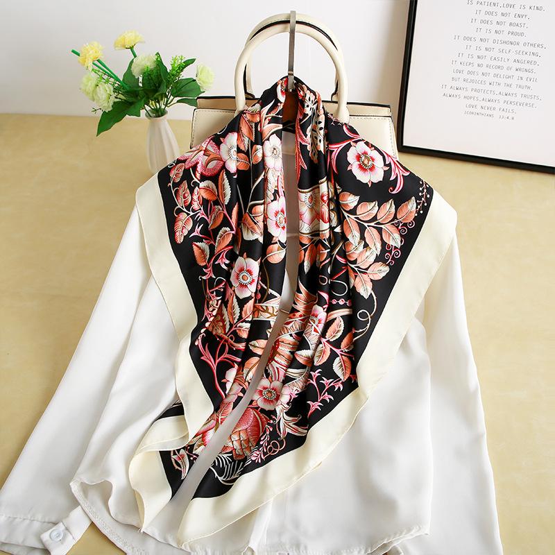 Scarves 90*90cm IMITATED SILK FABRIC Scarfs Shawl Solid Women&#039;s Headscarf Monochrome National Scarf