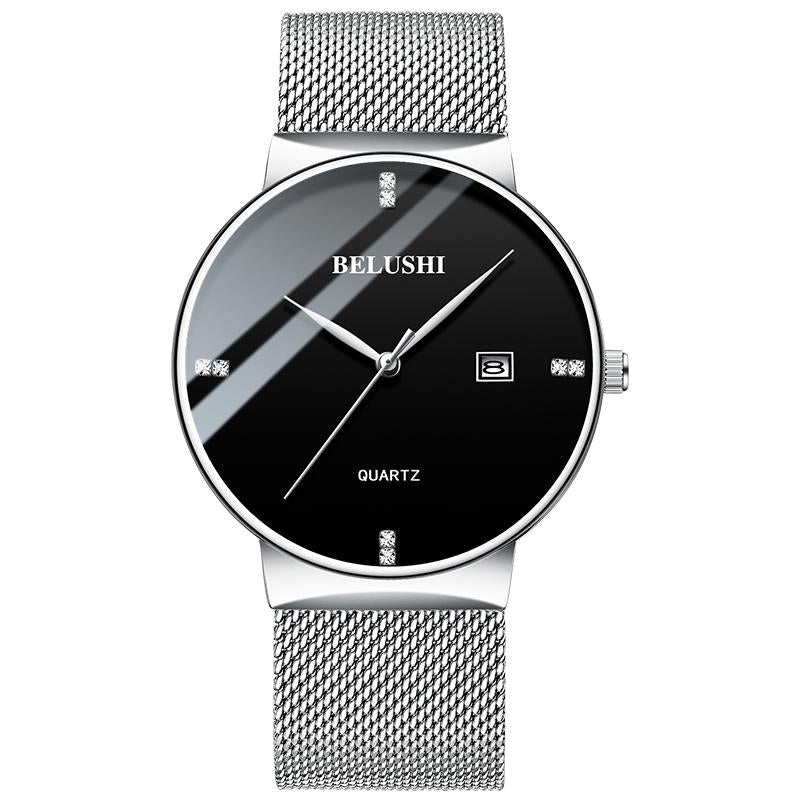 Wristwatches + BELUSHI Watch Men Diamond Drill Scale Quartz Watches For Milanese Band Wristwatch Simple Date Clocks Gifts Reloj Hombre