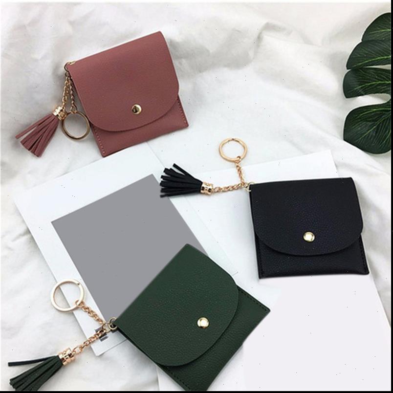 Wallets Women Coin Purse Ladies Pu Leather Tassel amp Metal Ring Clutch Keychain Thin Key Bag Card Holders Mini