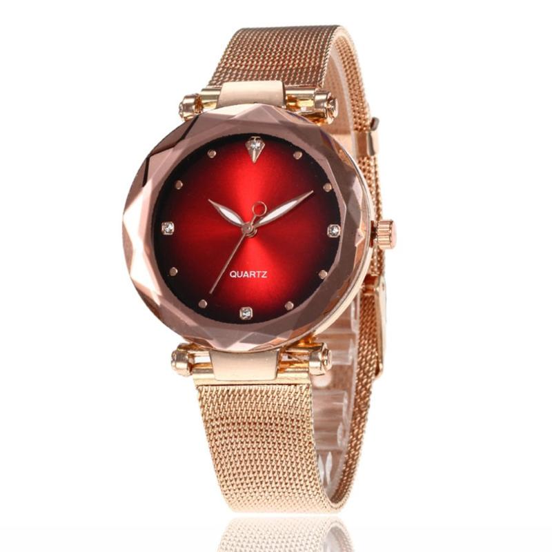 Wristwatches SC215 Classic Diamond Mirror Diamond-studded Rose Gold Alloy Mesh Belt Watch Fashion Men Women Quartz Gift