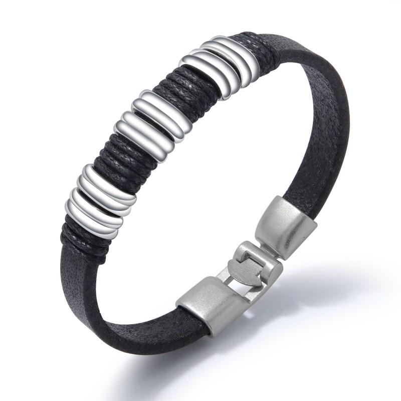 Link, Chain 2021 Leather Bangle For Men Stainless Steel Designer Jewelry Male Jewellery Jwelry Punk Accessories Real
