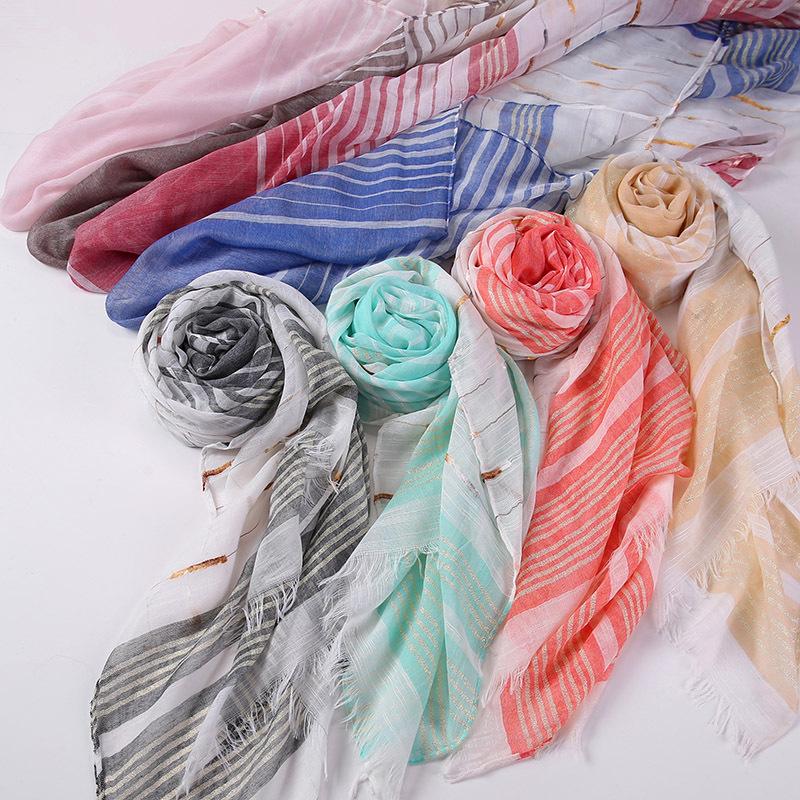 Scarves Crinkle Cotton Hijab Scarf Women 2021 Muslim Soft Long Shawl Islamic Wrap Head Shiny Shimmer Sequins Stole Female