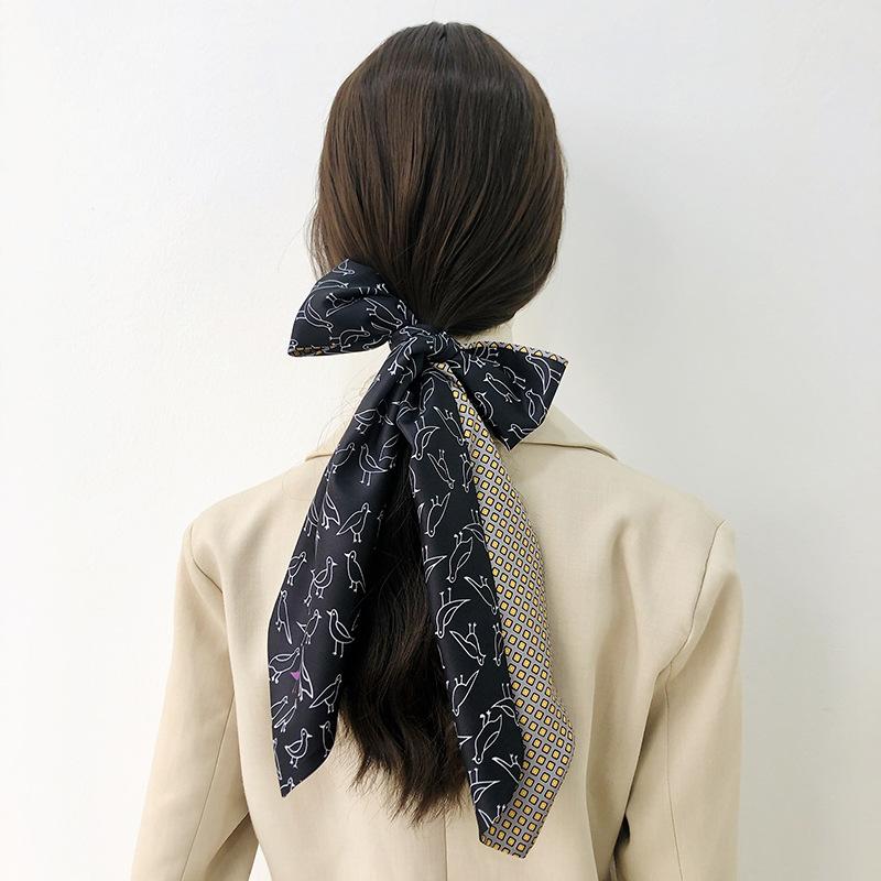 Scarves Japanese And Korean Spring Summer Printed Women&#039;s Narrow Strip Fashion Hairband Scarf Four Seasons