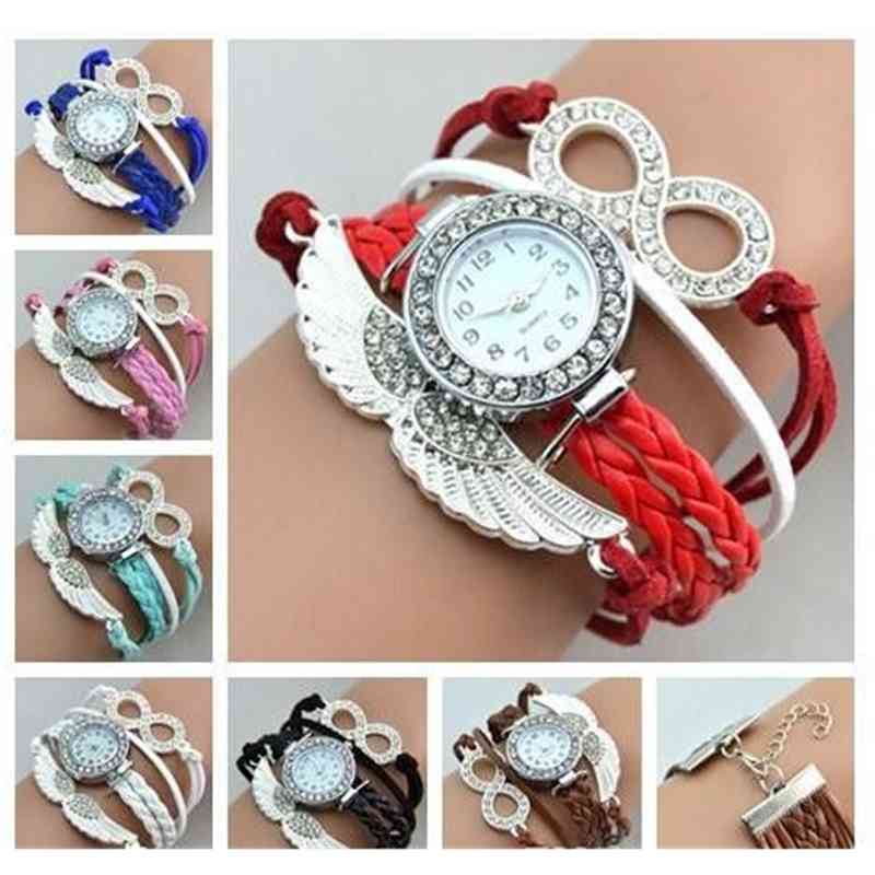 Quartz bracelet watch jewelry inlaid with diamond wings love student gift knitting